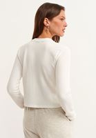 Bayan Krem Önü Bağlama Detaylı Bluz