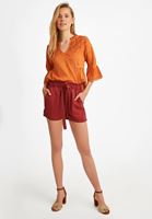 Bayan Kahverengi Bağlama Detaylı Beli Lastikli Şort ( TENCEL™ )