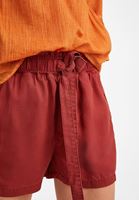 Bayan Kahverengi Bağlama Detaylı Beli Lastikli Şort ( TENCEL™ )