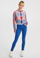 Bayan Mavi Orta Bel Dar Paça Pantolon