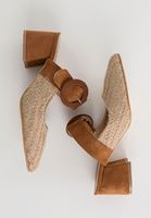 Bayan Kahverengi Topuklu Hasır Terlik