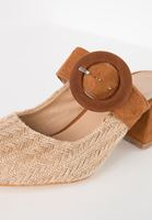 Bayan Kahverengi Topuklu Hasır Terlik