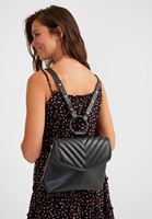 Bayan Siyah Fermuar Detaylı Sırt Çantası