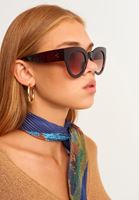 Bayan Kahverengi Kalın Çerçeveli Retro Güneş Gözlüğü