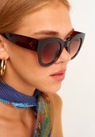 Bayan Kahverengi Kalın Çerçeveli Retro Güneş Gözlüğü