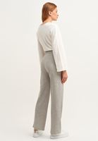 Bayan Gri Wide-Leg Yüksek Bel Sweat Pantolon