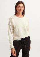 Bayan Gri Boat-Neck Crop Sweatshirt 