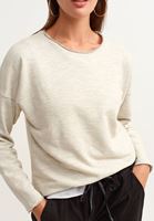 Bayan Gri Boat-Neck Crop Sweatshirt 