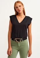 Bayan Siyah V Yaka Tank Top