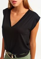 Bayan Siyah V Yaka Tank Top