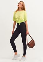 Bayan Siyah Pamuklu Casual Tayt