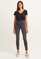 Bayan Siyah Pamuklu V-Neck Tişört