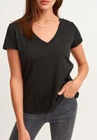 Bayan Siyah Pamuklu V-Neck Tişört