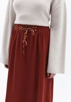 Bayan Kiremit Lace-Up Detaylı Yırtmaçlı Etek