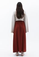 Bayan Kiremit Lace-Up Detaylı Yırtmaçlı Etek