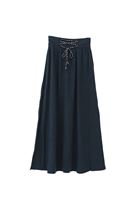 Bayan Yeşil Lace-Up Detaylı Yırtmaçlı Etek