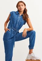 Bayan Mavi Çevre Dostu Jogger Denim Tulum ( TENCEL™ )