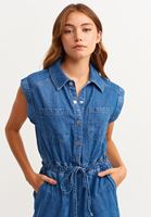 Bayan Mavi Çevre Dostu Jogger Denim Tulum ( TENCEL™ )