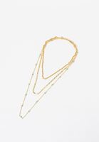 Bayan Altın Boncuklu ve Çoklu Zincir Kolye