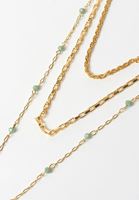 Bayan Altın Boncuklu ve Çoklu Zincir Kolye