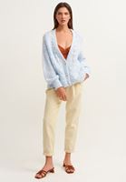 Bayan Mavi Düğmeli Örgü Hırka