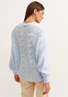 Bayan Mavi Düğmeli Örgü Hırka