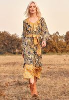 Bayan Çok Renkli Western Floral Maxi Elbise