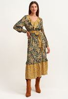 Bayan Çok Renkli Western Floral Maxi Elbise