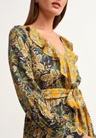 Bayan Çok Renkli Western Floral Maxi Elbise