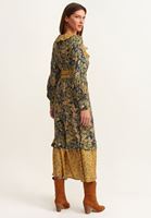 Bayan Çok Renkli Western Floral Maxi Elbise