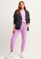 Bayan Mor Beli Lastikli Sweat Jogger Pantolon