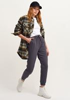 Bayan Antrasit Beli Lastikli Sweat Jogger Pantolon