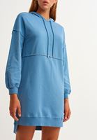 Bayan Mavi Yumuşak Dokulu Sweat Elbise