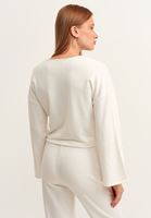Bayan Krem Belden Bağlamalı Crop Sweat