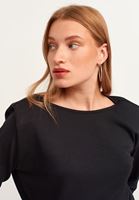 Bayan Siyah Zero-Neck Vatkalı Sweatshirt