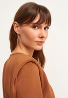 Bayan Kahverengi Zero-Neck Vatkalı Sweatshirt