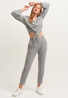 Bayan Gri Pileli Sweat Pantolon