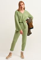 Bayan Yeşil Pileli Sweat Pantolon