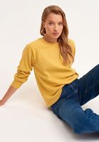 Bayan Sarı Zero-Neck Crop Sweatshirt