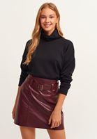 Bayan Siyah Roll-Neck Sweatshirt