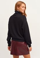 Bayan Siyah Roll-Neck Sweatshirt
