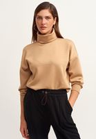 Bayan Bej Roll-Neck Sweatshirt