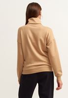 Bayan Bej Roll-Neck Sweatshirt