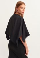 Bayan Siyah Metalik Pelerin Sweatshirt