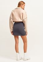 Bayan Antrasit Fermuarlı Sweat Dokulu Mini Etek