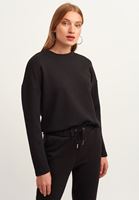 Bayan Siyah Zero-Neck Sweatshirt