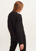 Bayan Siyah Zero-Neck Sweatshirt