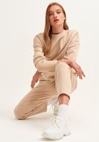 Bayan Krem Zero-Neck Sweatshirt