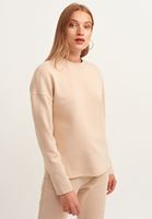 Bayan Krem Zero-Neck Sweatshirt