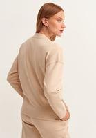 Bayan Krem Zero-Neck Sweatshirt